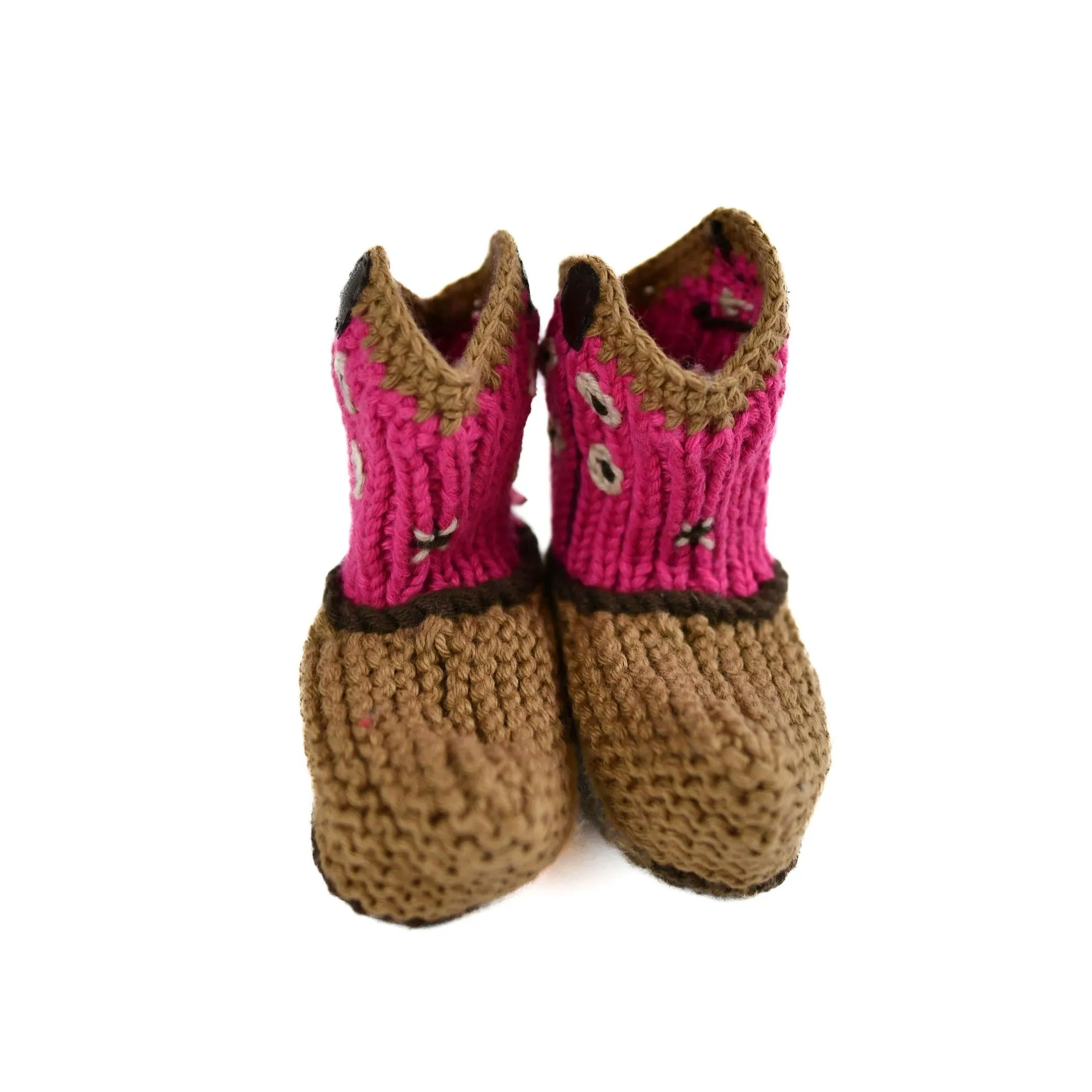 Pink Cowboy Knit Booties