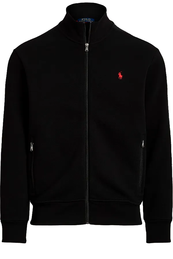 Ralph Lauren Full Zip Track Top Double Knit Black