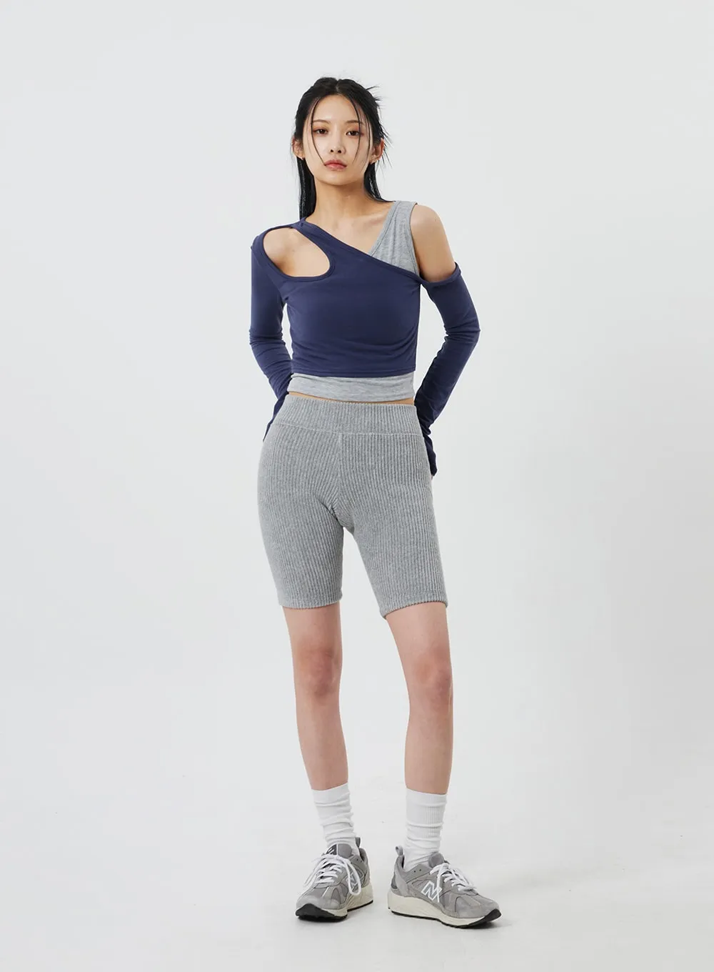 Ribbed Knit Bike Shorts CF322