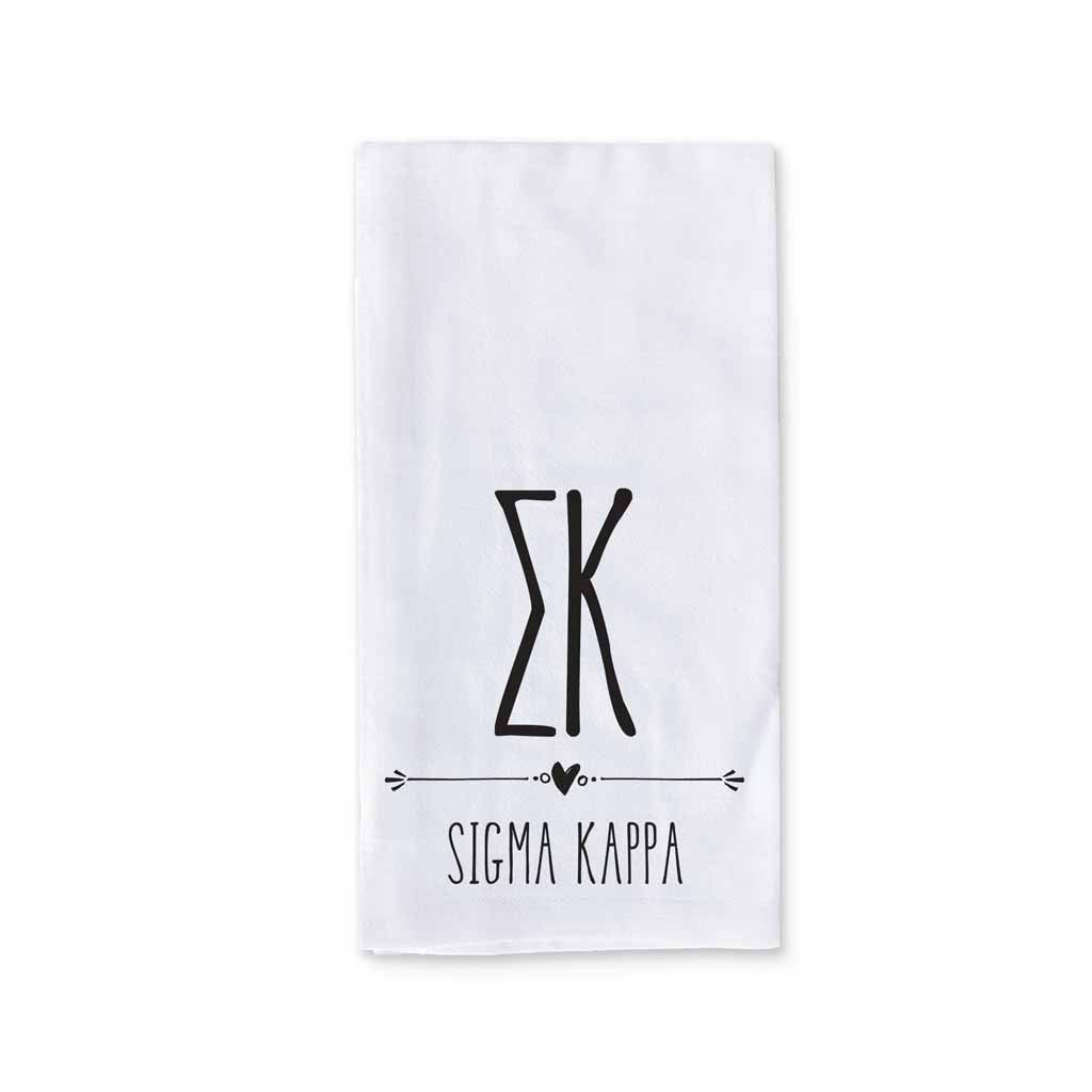 Sigma Kappa Sorority Kitchen Towel with Boho Design