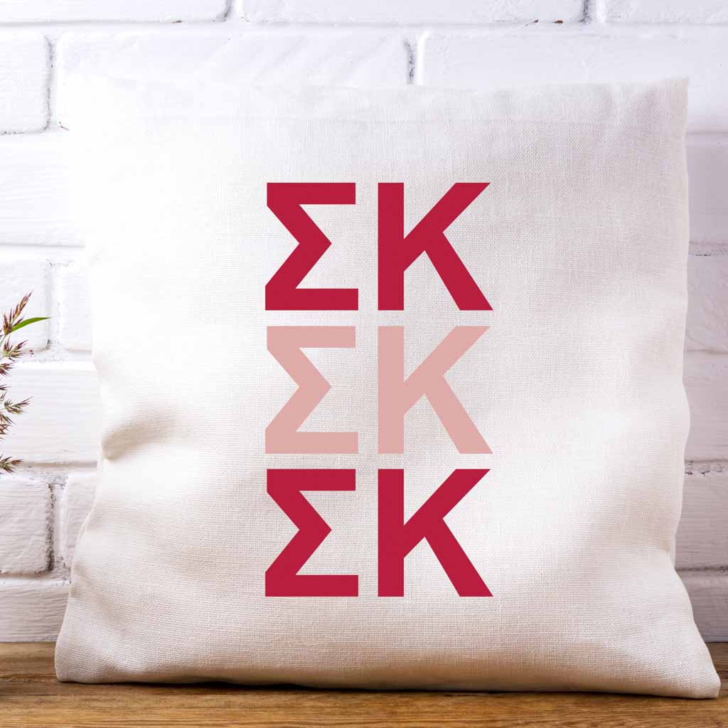 Sigma Kappa Throw Pillow Cover with Greek Letters