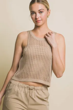 Sleeveless Open Knit Top