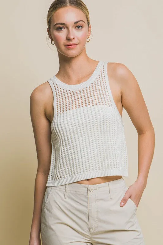 Sleeveless Open Knit Top