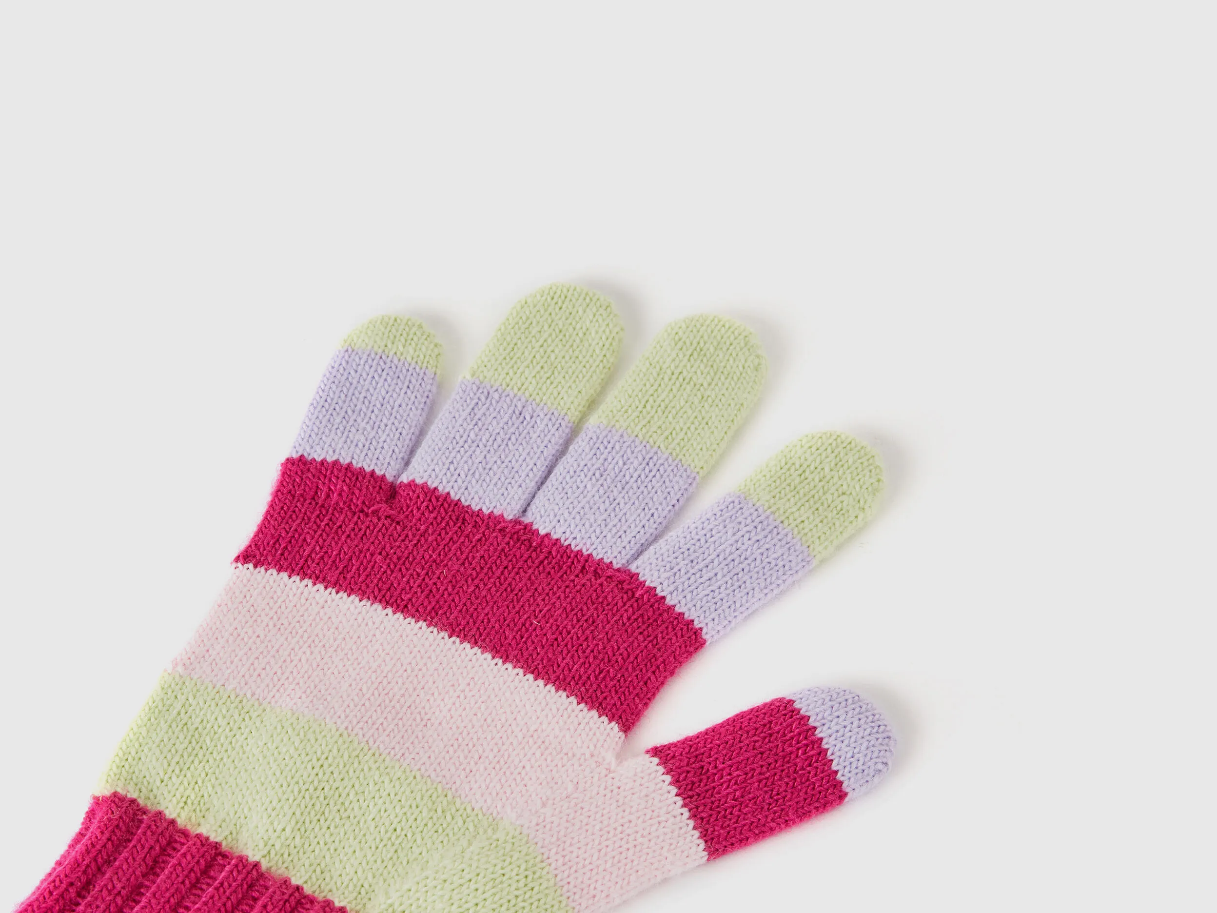 Striped knit gloves - Multi-color | Benetton