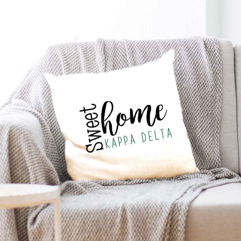 Sweet Home Kappa Delta Throw Pillow Cover for Sorority Room Decor