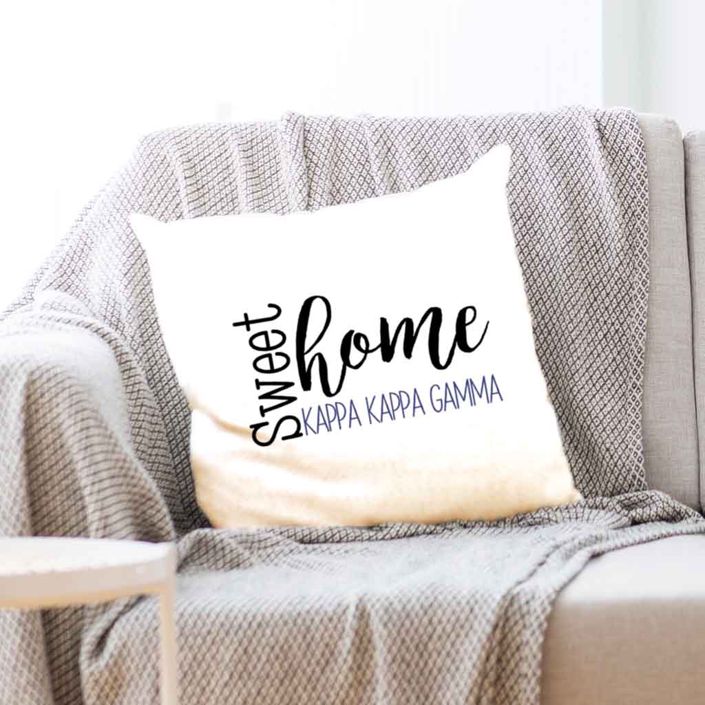 Sweet Home Kappa Kappa Gamma Throw Pillow Cover for Sorority Room Decor