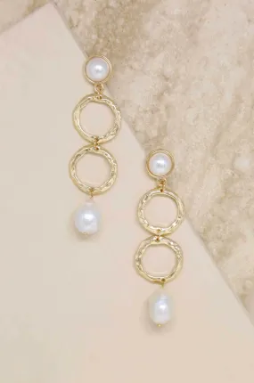 Textured Pearl Drop 18k Gold Plated Earrings