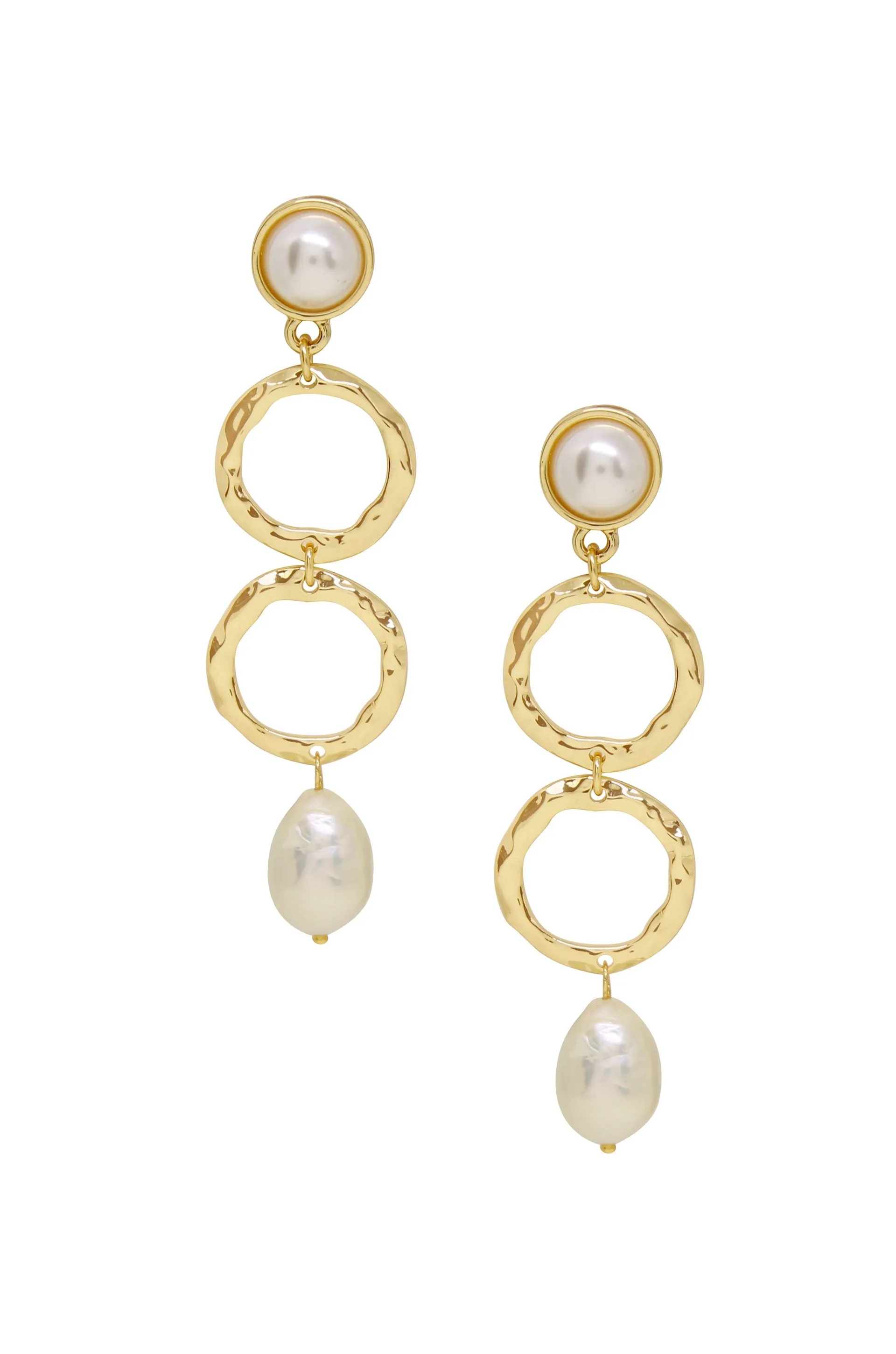 Textured Pearl Drop 18k Gold Plated Earrings