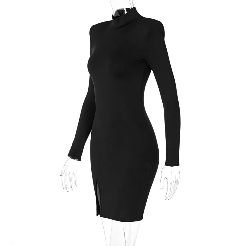 The Noir Shoulder Padded Dress