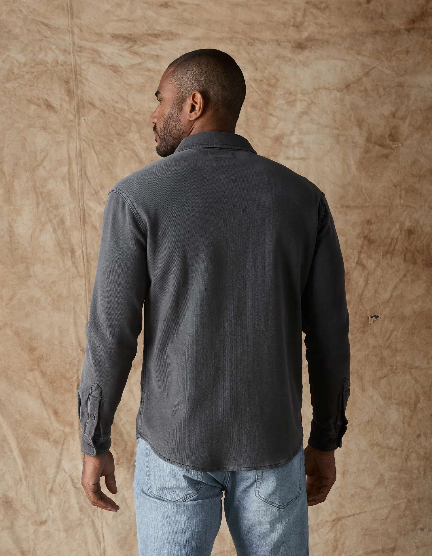 The Normal Brand Comfort Terry Shirt Jacket In Steel