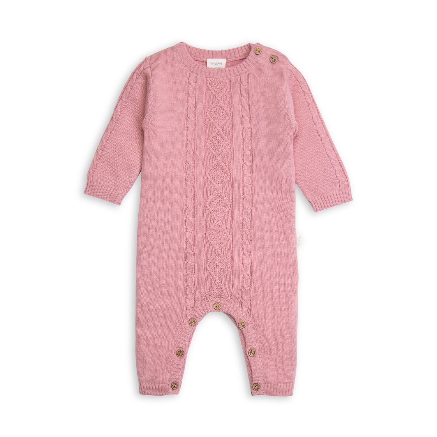 Tiny Twig Growsuit Cable Knit - Rose