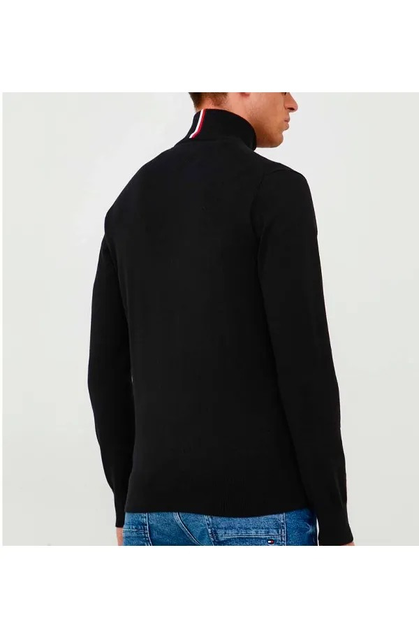 Tommy Hilfiger 1/4 Zip 1985 Pima Knit Black