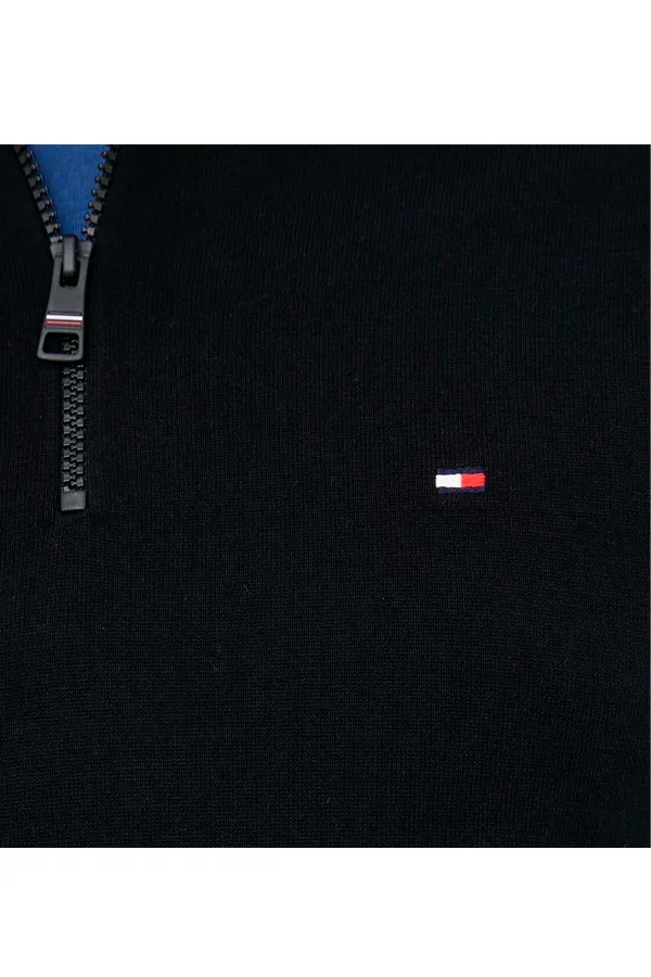 Tommy Hilfiger 1/4 Zip 1985 Pima Knit Black