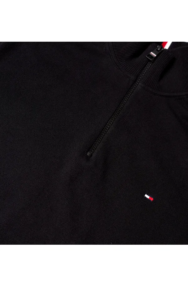 Tommy Hilfiger 1/4 Zip 1985 Pima Knit Black