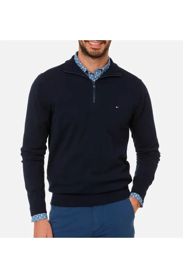 Tommy Hilfiger 1/4 Zip 1985 Pima Knit Navy