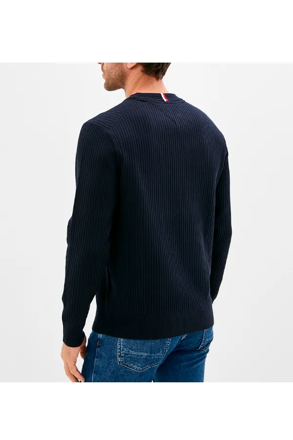 Tommy Hilfiger Ribbed Flag Premium Jumper Navy