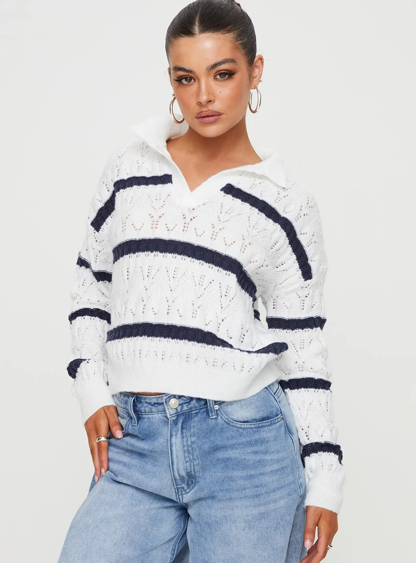 Treanor Jumper White/Navy Stripe