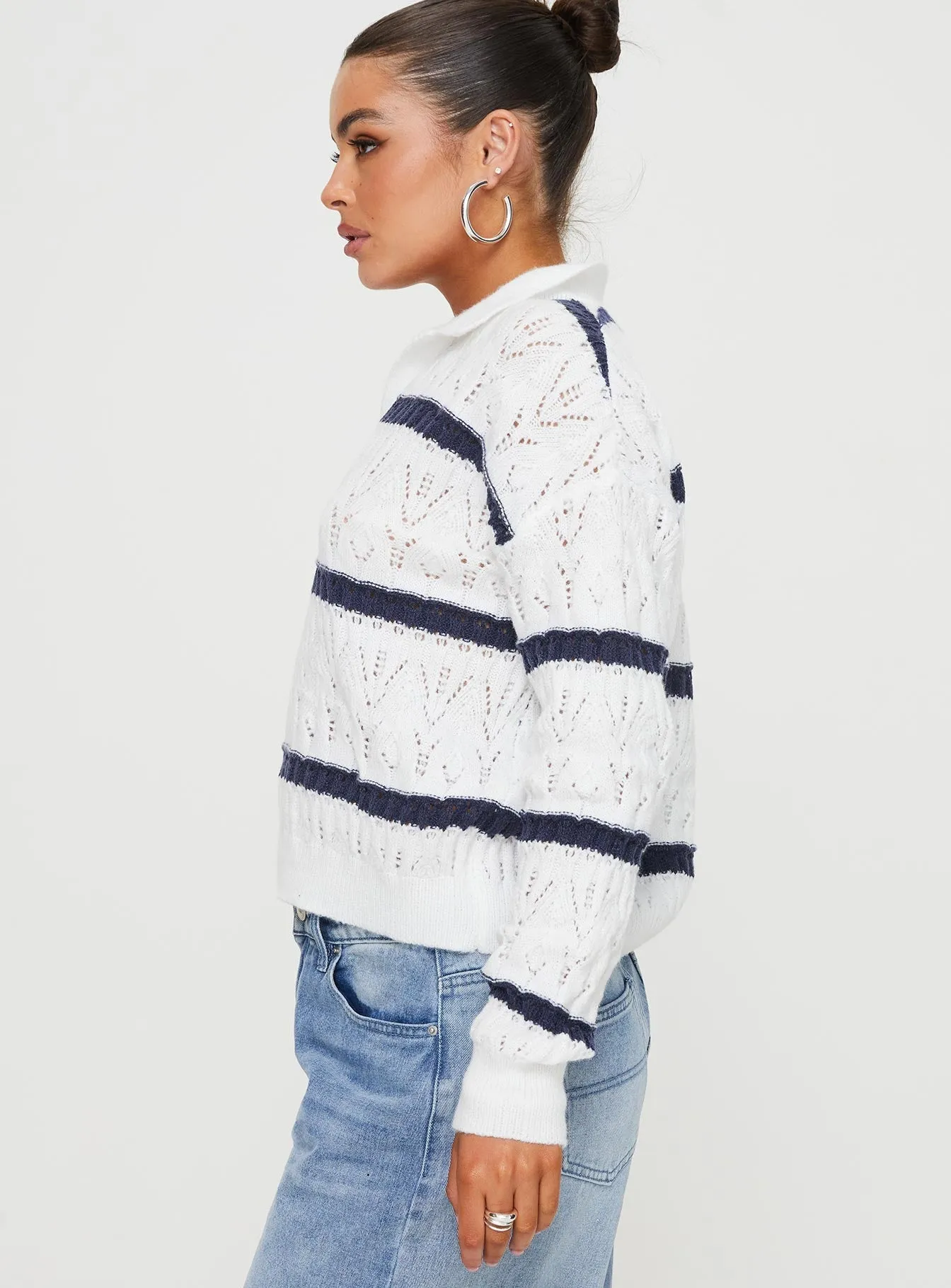 Treanor Jumper White/Navy Stripe