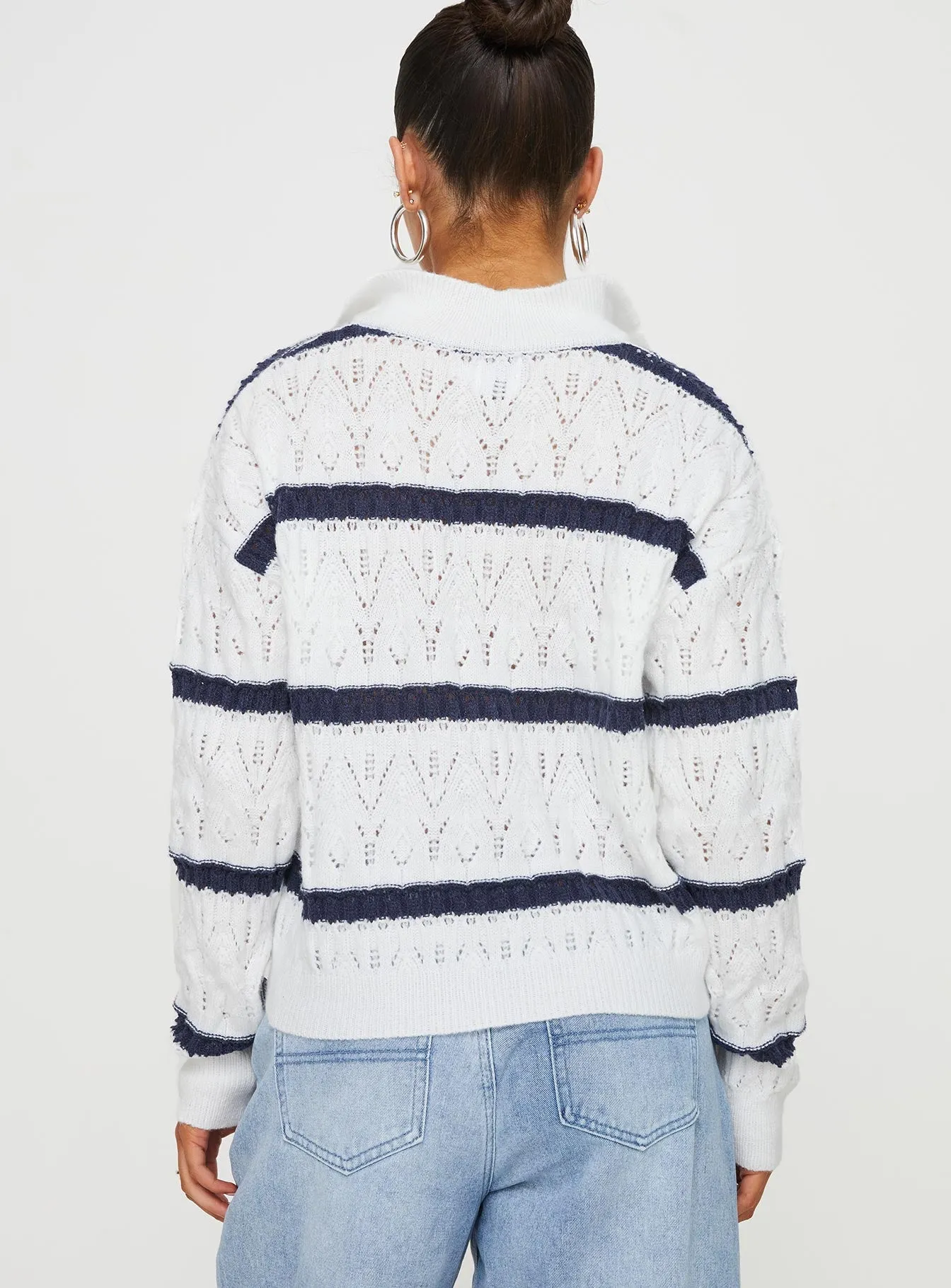 Treanor Jumper White/Navy Stripe