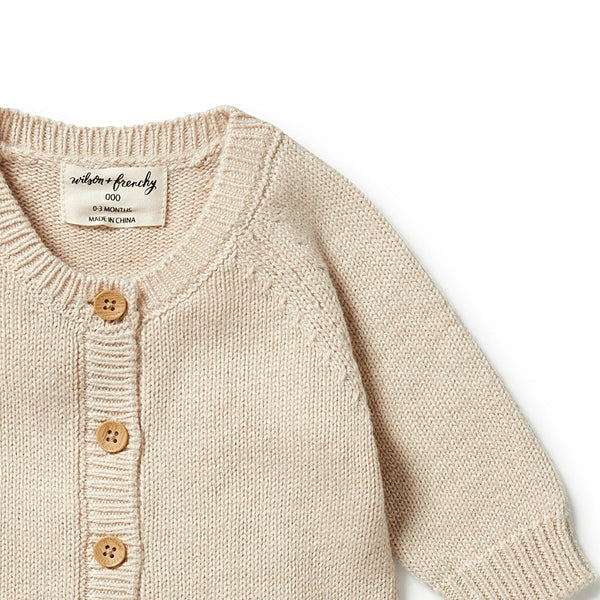 Wilson & Frenchy Knitted Button Growsuit - Oatmeal Melange