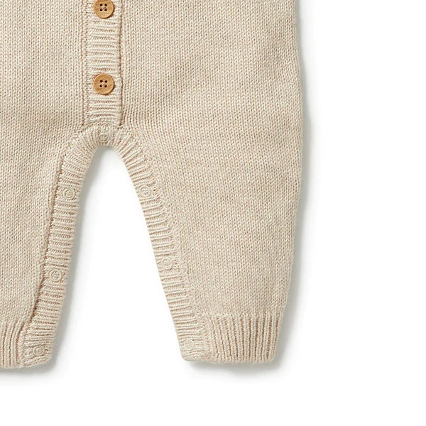 Wilson & Frenchy Knitted Button Growsuit - Oatmeal Melange