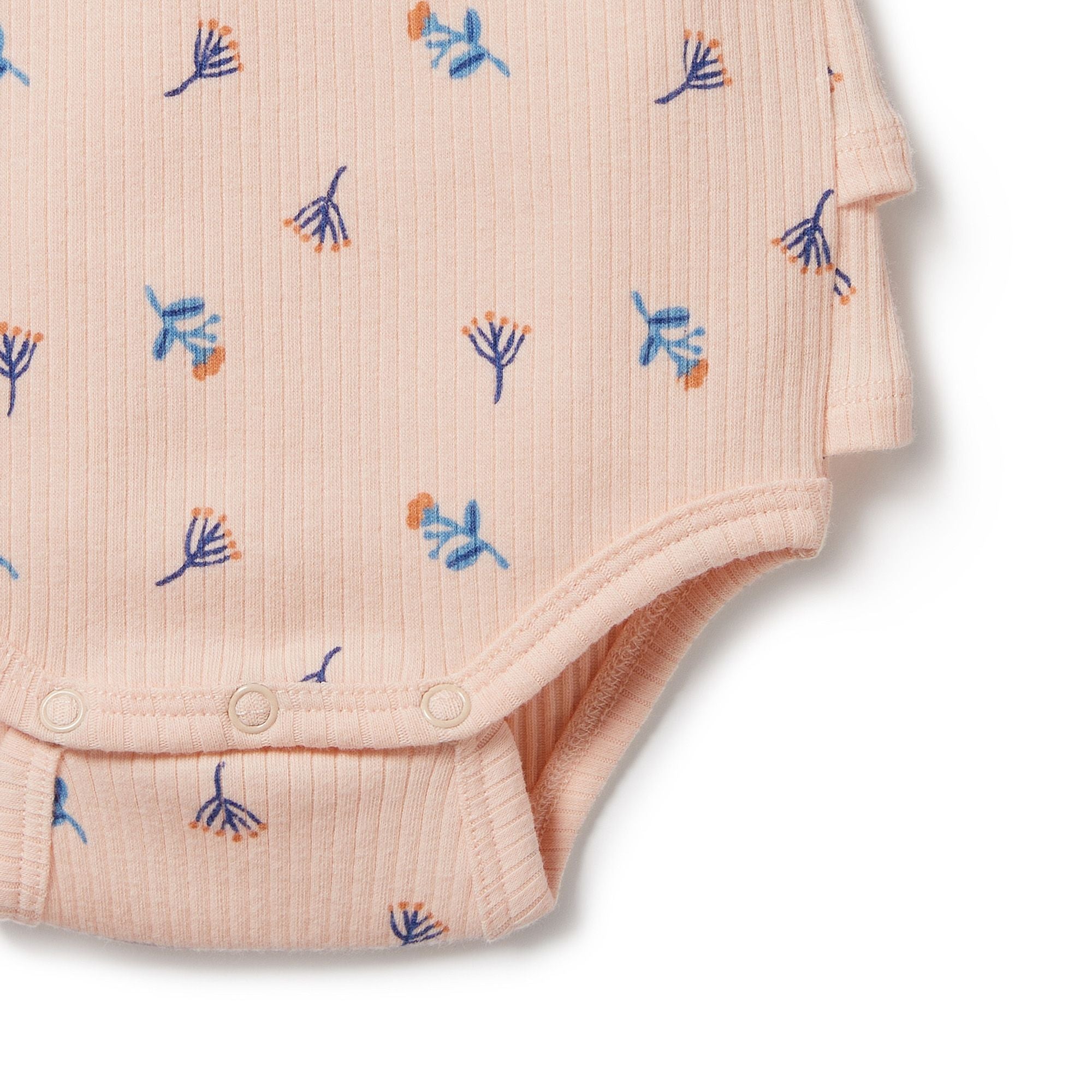 Wilson & Frenchy Little Flower Organic Rib Ruffle Bodysuit